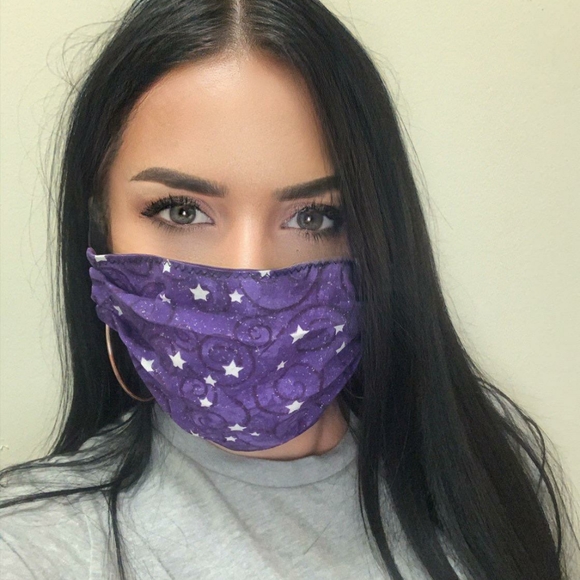 Face Mask Purple Glitter Stars with Filter - Picture 1 of 1
